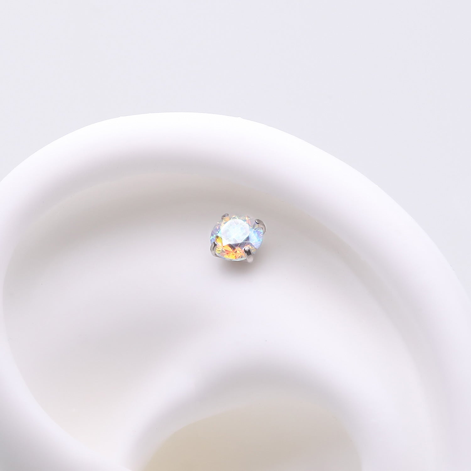 Detail View 1 of Implant Grade Titanium OneFit Threadless Prong Set Sparkle Gem Top Part-Aurora Borealis