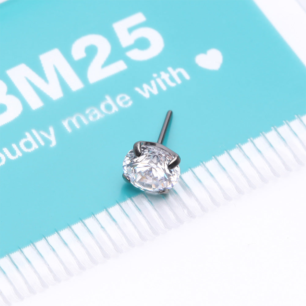 Detail View 3 of Implant Grade Titanium OneFit Threadless Prong Set Sparkle Gem Top Part-Clear Gem