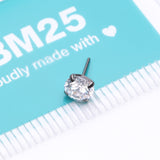 Detail View 3 of Implant Grade Titanium OneFit Threadless Prong Set Sparkle Gem Top Part-Clear Gem