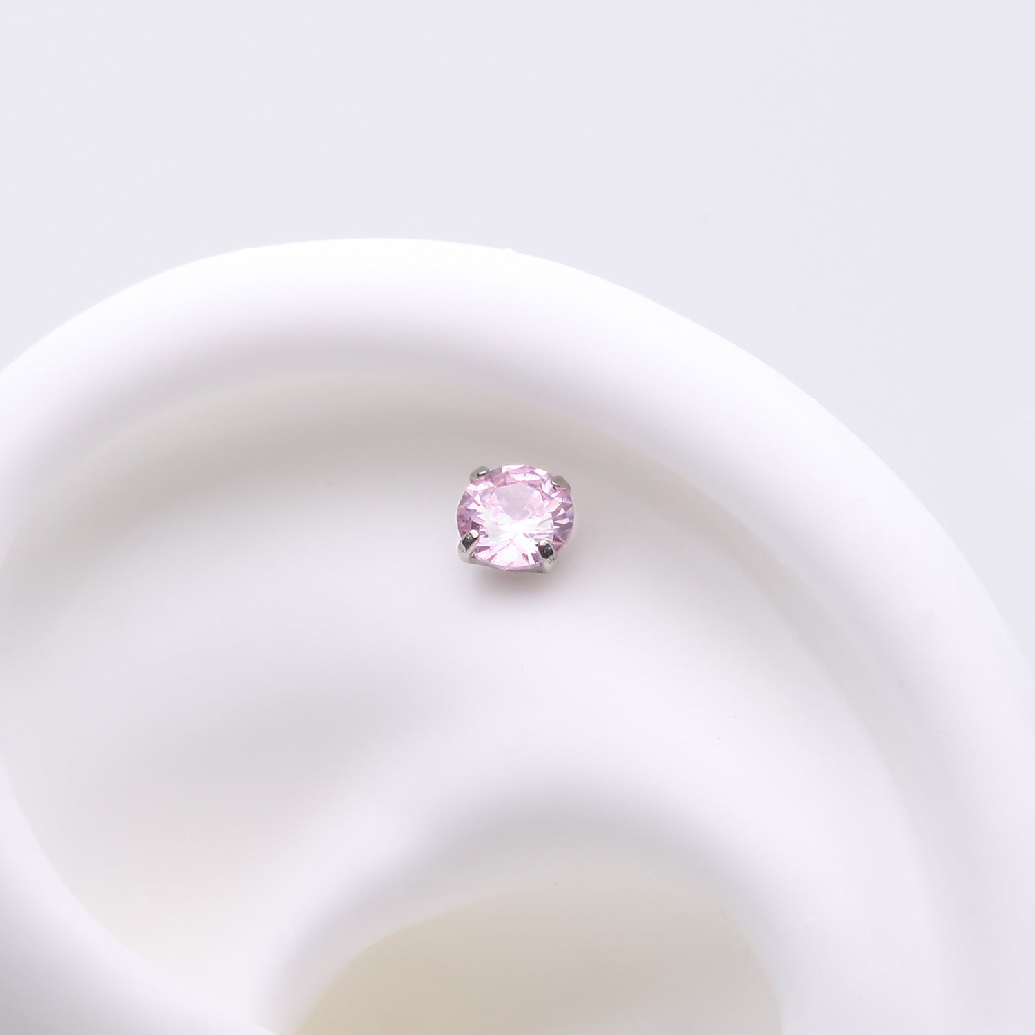 Detail View 1 of Implant Grade Titanium OneFit Threadless Prong Set Sparkle Gem Top Part-Pink