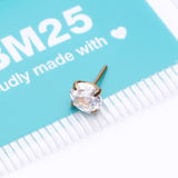 Detail View 3 of Implant Grade Titanium OneFit Threadless Golden Prong Set Sparkle Gem Top Part-Clear Gem