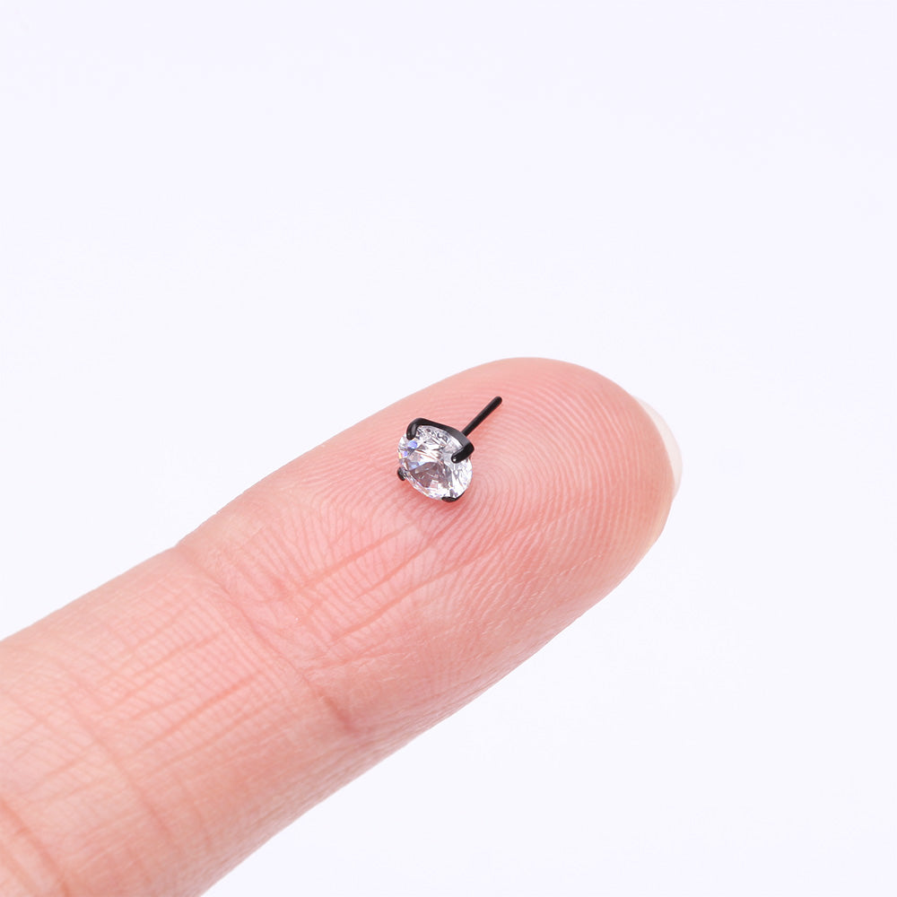 Detail View 2 of Implant Grade Titanium OneFit Threadless Blackline Prong Set Sparkle Gem Top Part-Clear Gem