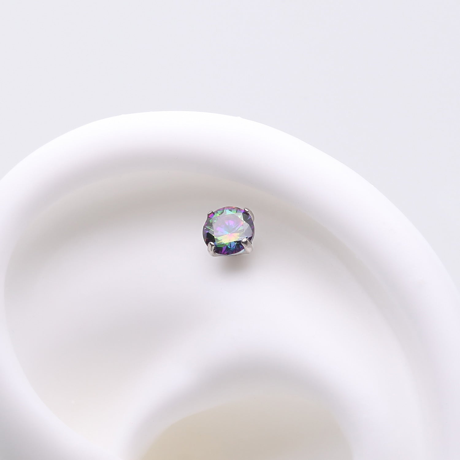 Detail View 1 of Implant Grade Titanium OneFit Threadless Prong Set Sparkle Gem Top Part-Vitrail Medium