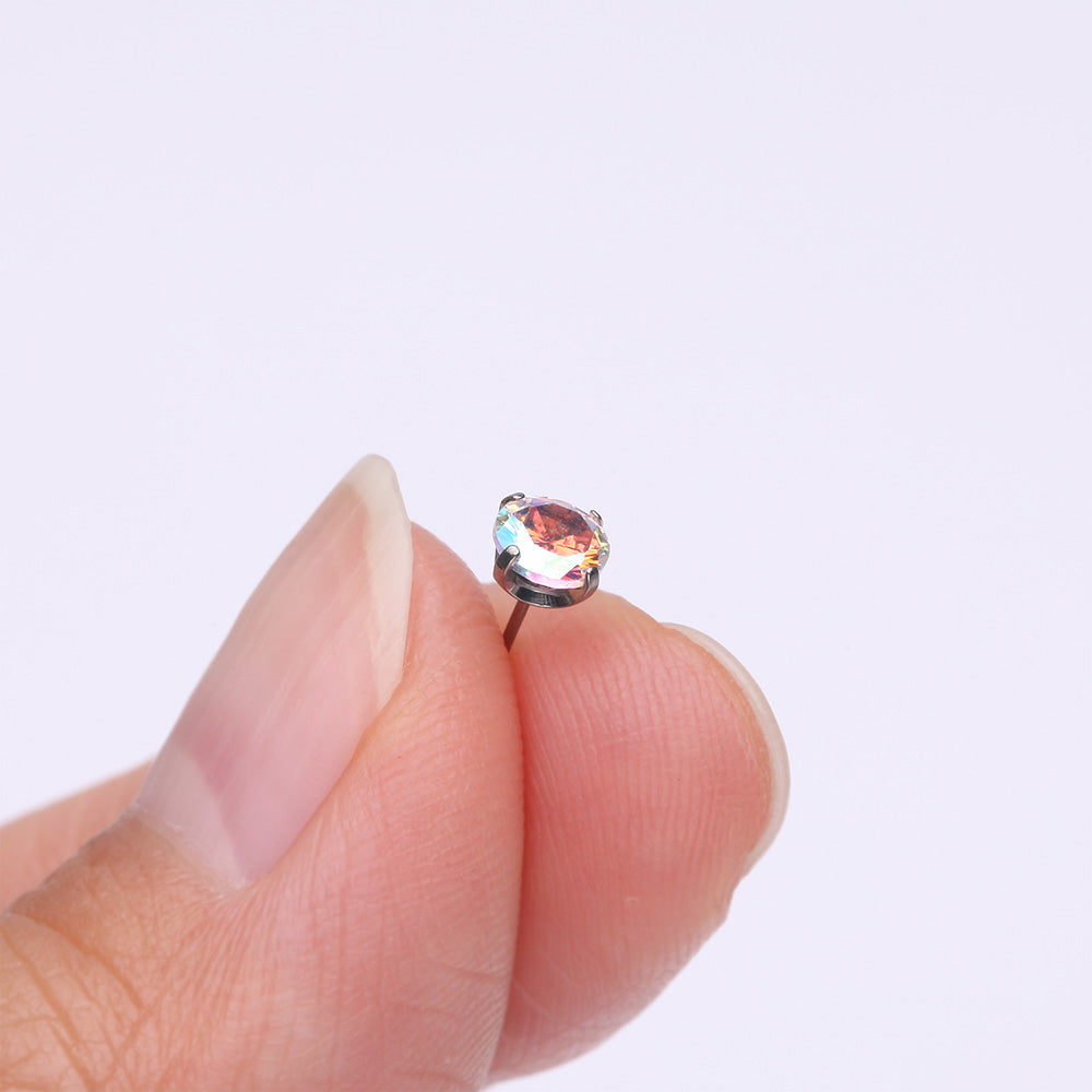 Detail View 2 of Implant Grade Titanium OneFit Threadless Prong Claw Set Sparkle Gem Top Part-Aurora Borealis