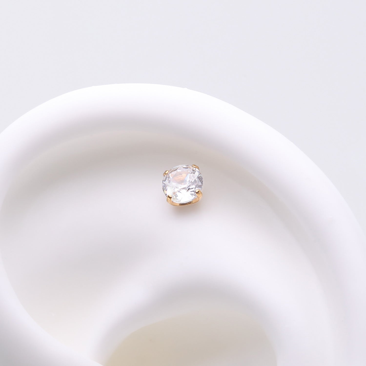 Detail View 1 of Implant Grade Titanium OneFit Threadless Golden Prong Claw Set Sparkle Gem Top Part-Clear Gem