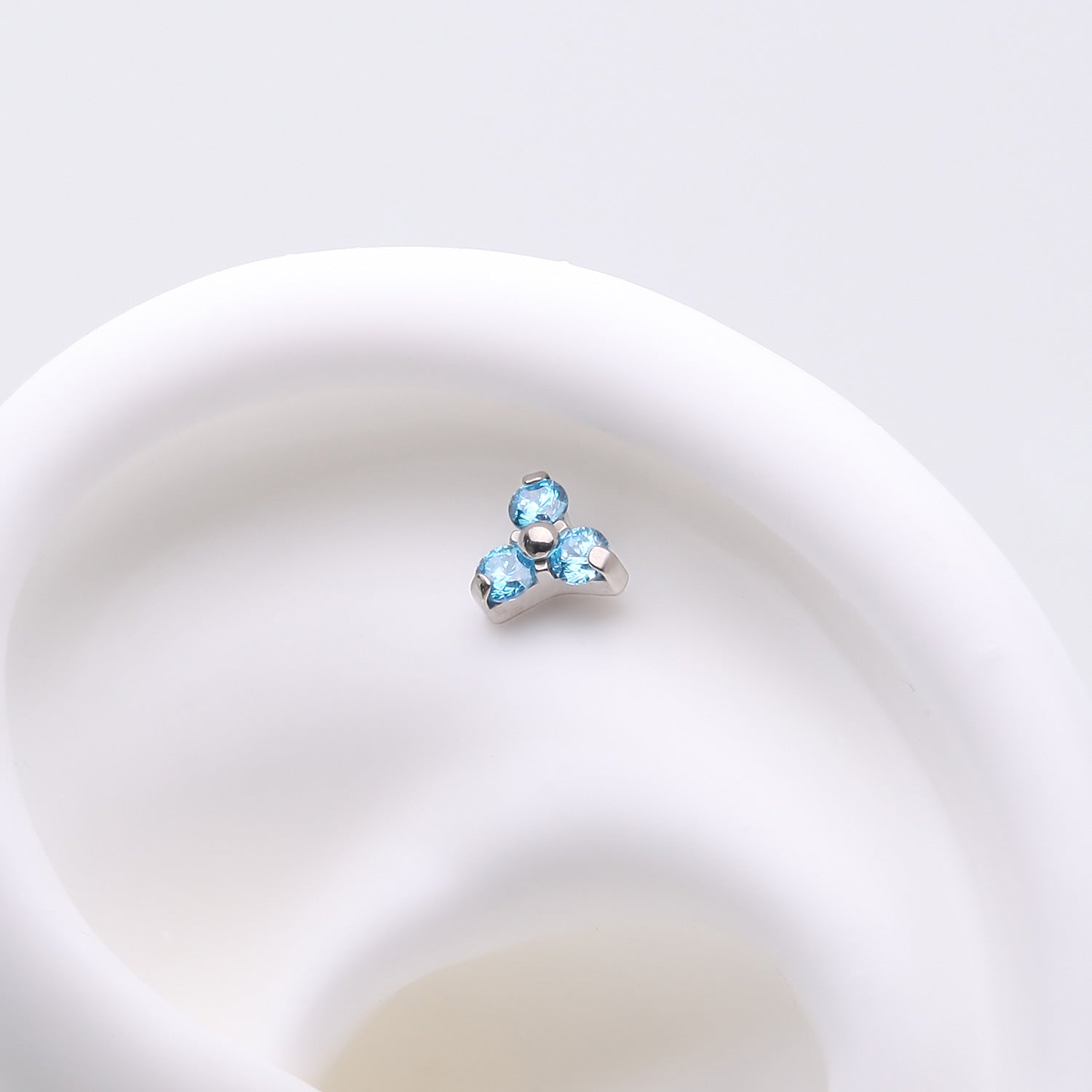 Detail View 1 of Implant Grade Titanium OneFit Threadless Trinity Gem Sparkle Top Part-Aqua