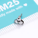 Detail View 3 of Implant Grade Titanium OneFit Threadless Trinity Gem Sparkle Top Part-Clear Gem