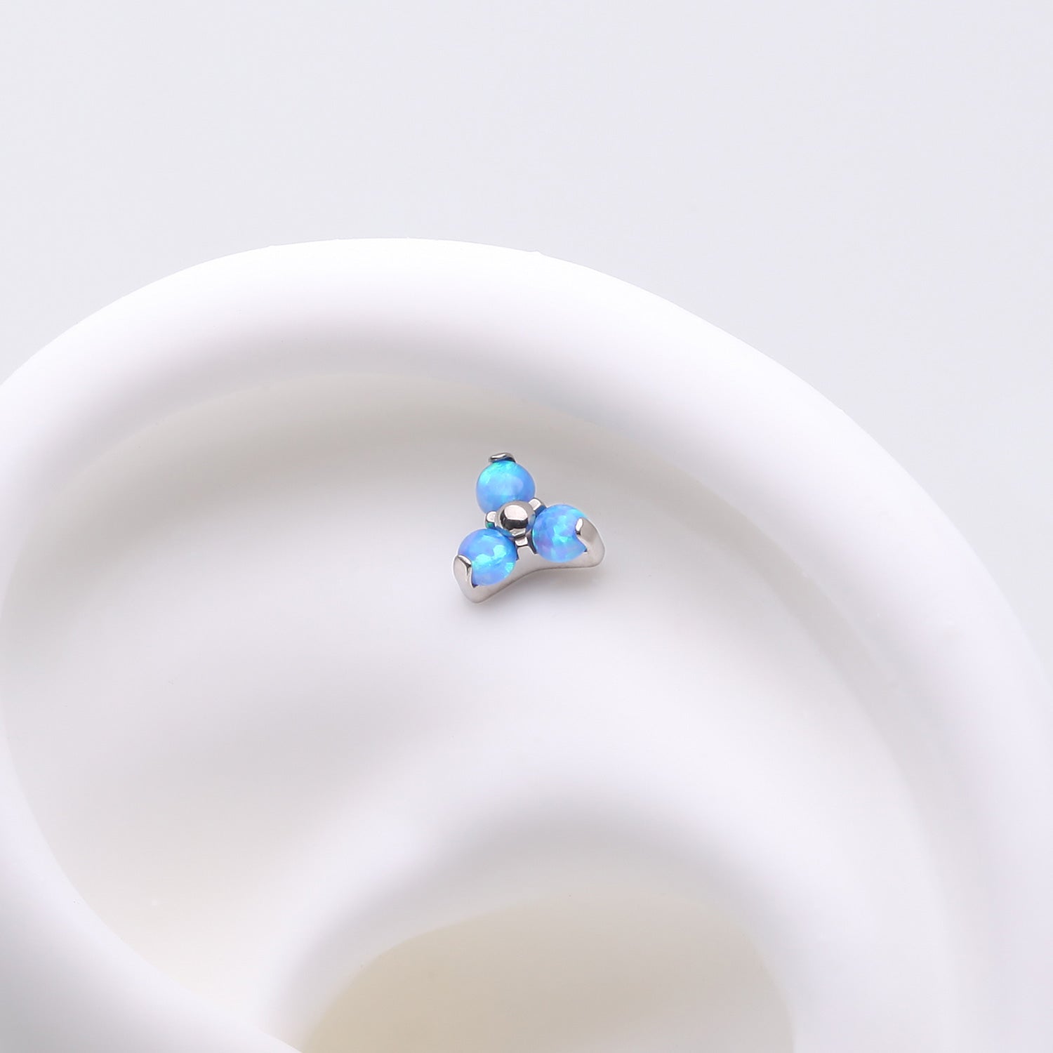 Detail View 1 of Implant Grade Titanium OneFit Threadless Trinity Fire Opal Top Part-Blue Opal