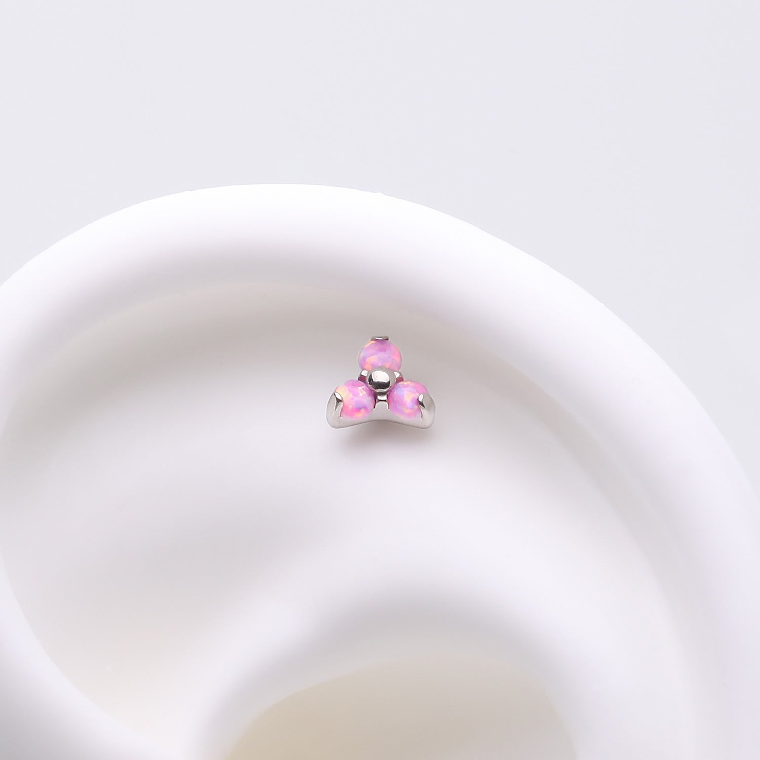 Detail View 1 of Implant Grade Titanium OneFit Threadless Trinity Fire Opal Top Part-Pink Opal