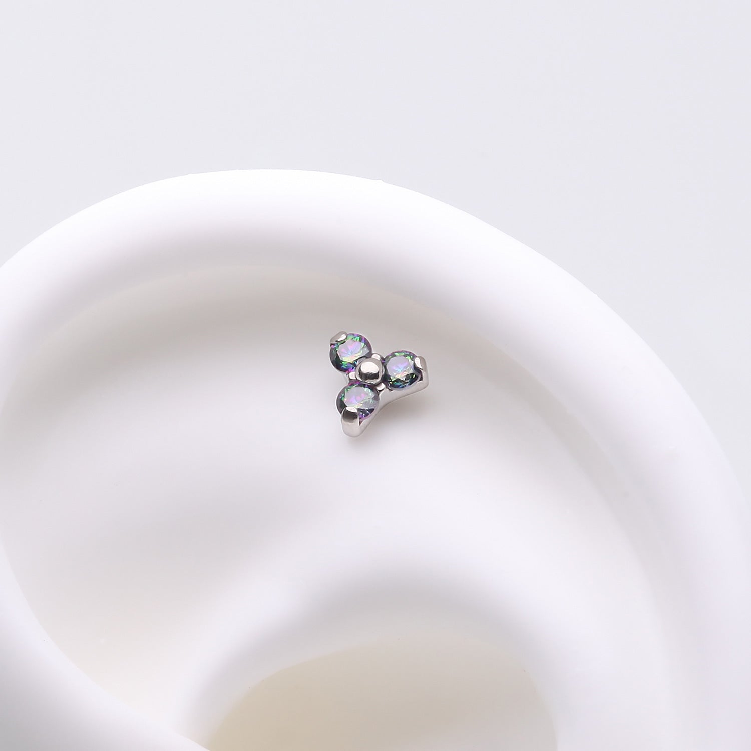 Detail View 1 of Implant Grade Titanium OneFit Threadless Trinity Gem Sparkle Top Part-Vitrail Medium