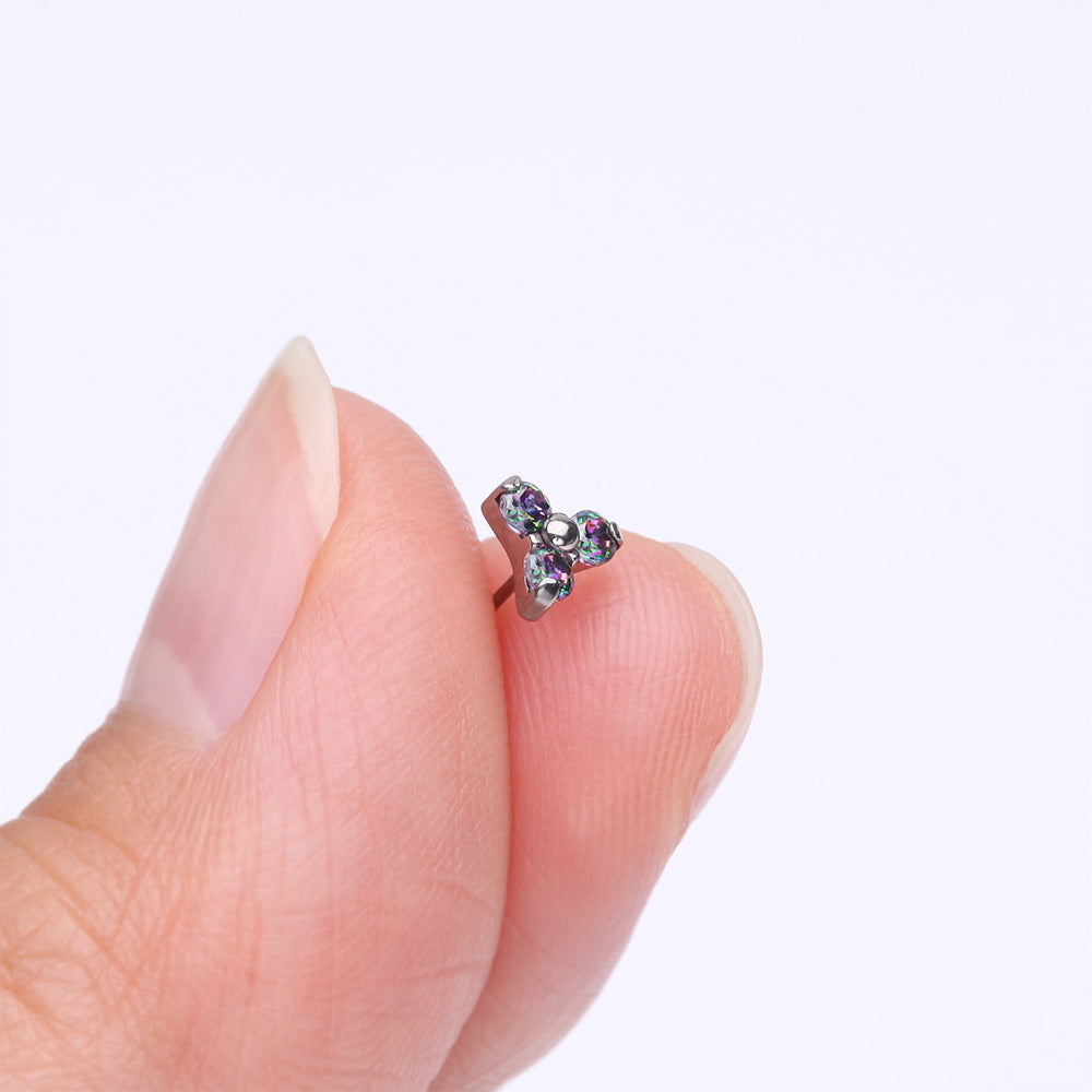 Detail View 2 of Implant Grade Titanium OneFit Threadless Trinity Gem Sparkle Top Part-Vitrail Medium