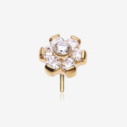 Implant Grade Titanium OneFit Threadless Golden Brilliant Sparkle Flower Top Part