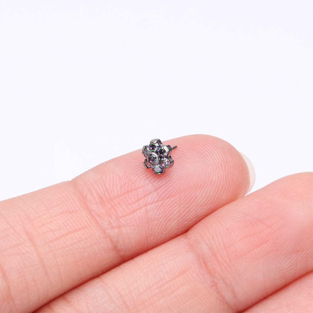 Detail View 2 of Implant Grade Titanium OneFit Threadless Brilliant Sparkle Flower Top Part-Vitrail Medium