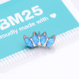 Detail View 3 of Implant Grade Titanium OneFit Threadless Marquise Fire Opal Sparkle Fan Top Part-Blue Opal