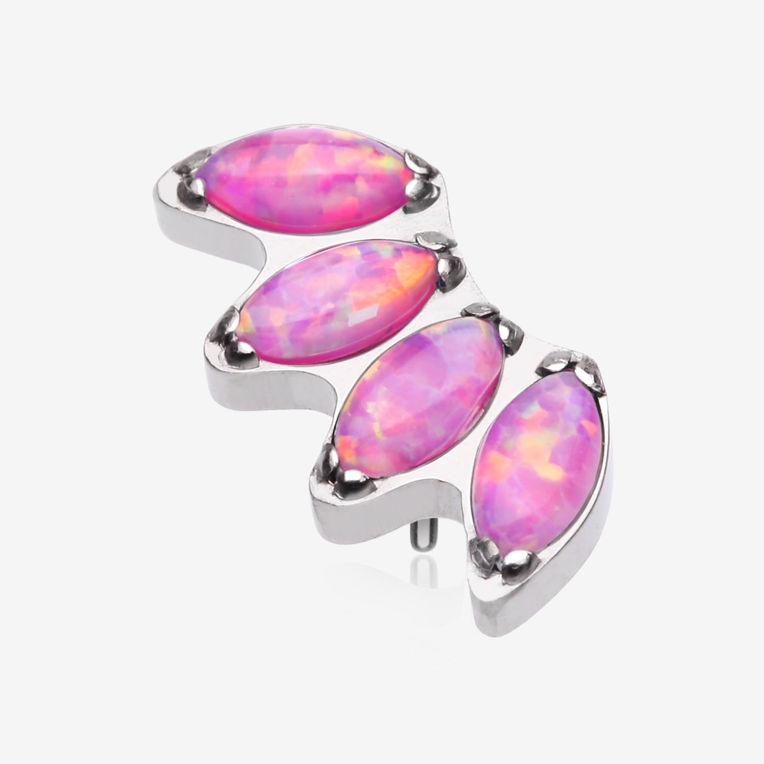 Implant Grade Titanium OneFit Threadless Marquise Fire Opal Sparkle Fan Top Part-Pink Opal