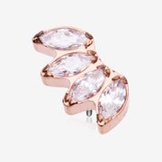 Implant Grade Titanium OneFit Threadless Rose Gold Brilliant Marquise Sparkle Fan Top Part