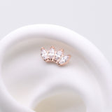 Detail View 1 of Implant Grade Titanium OneFit Threadless Rose Gold Brilliant Marquise Sparkle Fan Top Part-Clear Gem