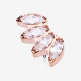 Implant Grade Titanium OneFit Threadless Rose Gold Brilliant Marquise Sparkle Fan Top Part-Clear Gem