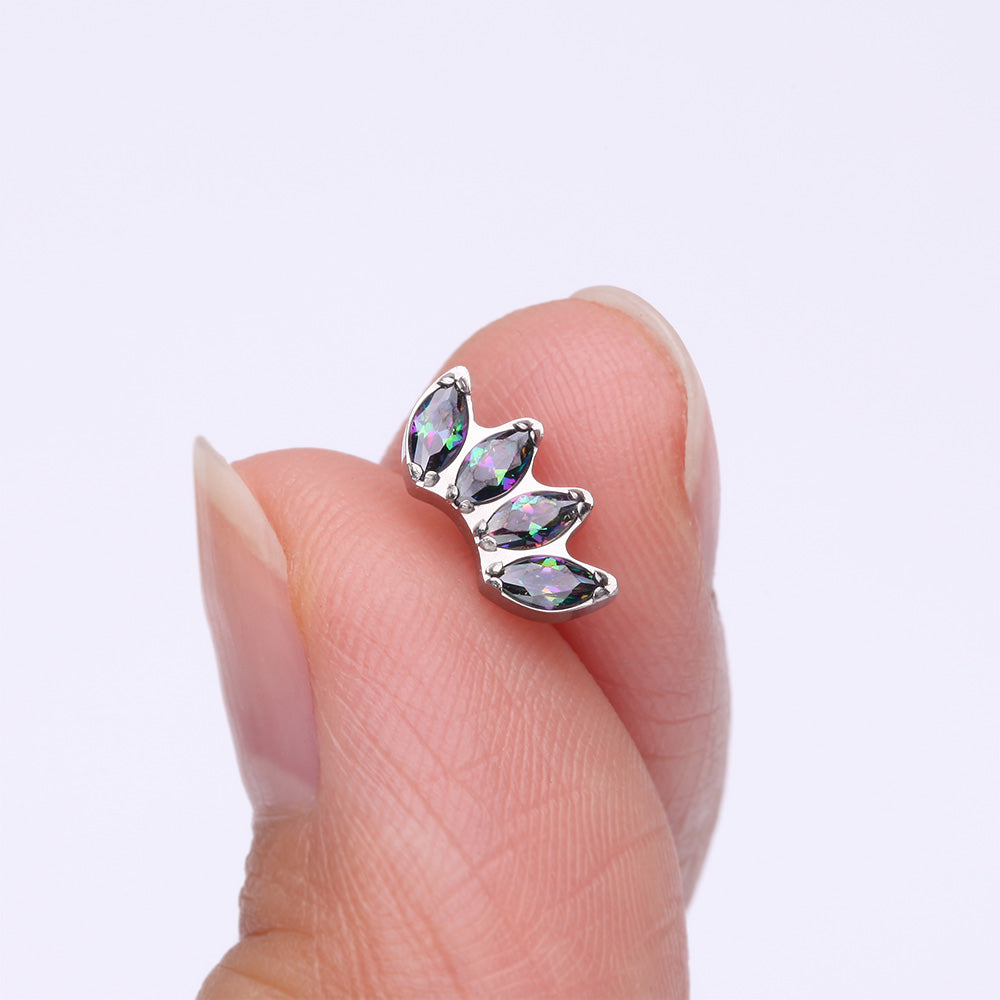 Detail View 2 of Implant Grade Titanium OneFit Threadless Brilliant Marquise Sparkle Fan Top Part-Vitrail Medium