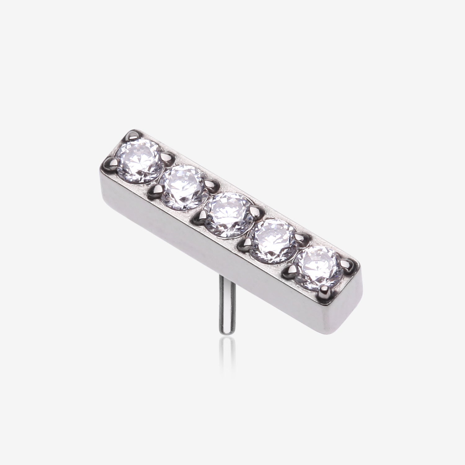 Implant Grade Titanium OneFit Threadless Sparkle Lined Rectangle Top Part-Clear Gem