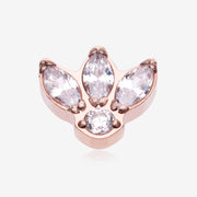 Implant Grade Titanium OneFit Threadless Rose Gold Triple Marquise Sparkle Flower Top Part