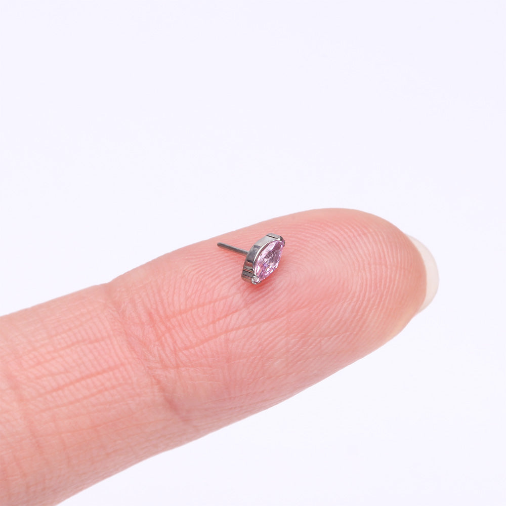 Detail View 2 of Implant Grade Titanium OneFit Threadless Elegant Marquise Sparkle Top Part-Pink