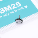 Detail View 3 of Implant Grade Titanium OneFit Threadless Blackline Elegant Marquise Sparkle Top Part-Clear Gem