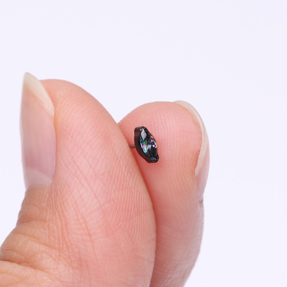 Detail View 2 of Implant Grade Titanium OneFit Threadless Blackline Elegant Marquise Sparkle Top Part-Vitrail Medium