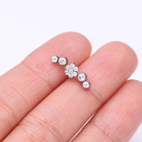 Detail View 2 of Implant Grade Titanium OneFit Threadless Radiant Sparkle Flower Journey Curve Top Part-Clear Gem