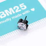 Detail View 3 of Implant Grade Titanium OneFit Threadless Blackline Prong Set Square Gem Sparkle Top Part-Clear Gem