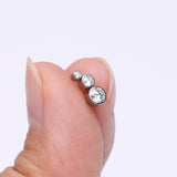 Detail View 2 of Implant Grade Titanium OneFit Threadless Cascading Journey Triple Sparkle Top Part-Clear Gem