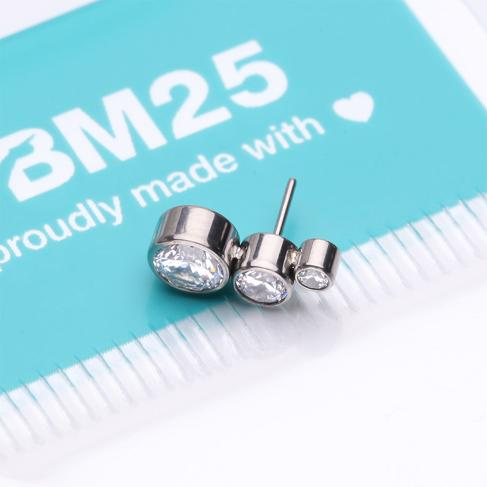 Detail View 3 of Implant Grade Titanium OneFit Threadless Cascading Journey Triple Sparkle Top Part-Clear Gem