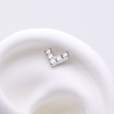 Detail View 1 of Implant Grade Titanium OneFit Threadless Multi-Gem Chevron Top Part-Clear Gem