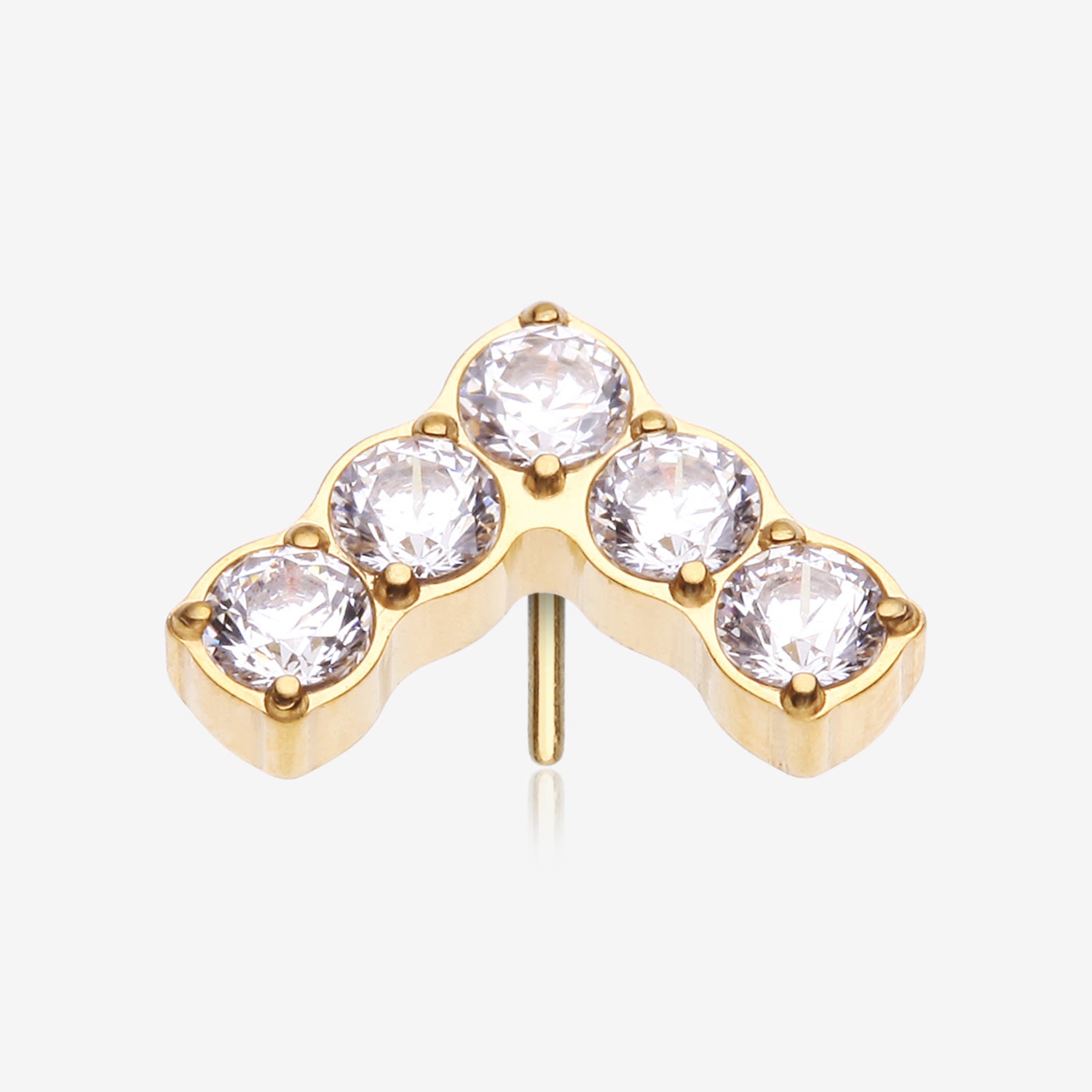 Implant Grade Titanium OneFit Threadless Golden Multi-Gem Chevron Top Part-Clear Gem