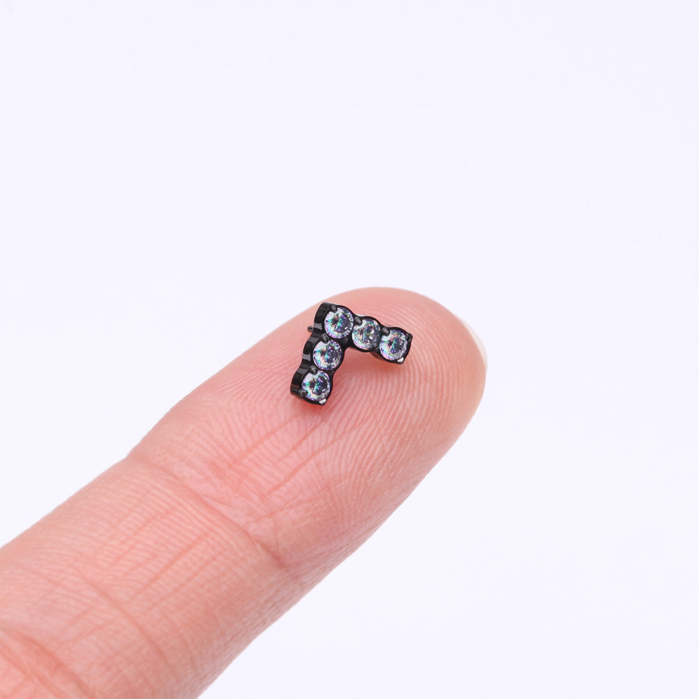 Detail View 2 of Implant Grade Titanium OneFit Threadless Blackline Multi-Gem Chevron Top Part-Vitrail Medium