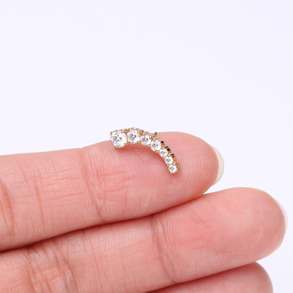 Detail View 2 of Implant Grade Titanium OneFit Threadless Golden Sparkle Journey Curve Essence Top Part-Clear Gem