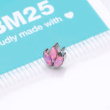 Detail View 3 of Implant Grade Titanium OneFit Threadless Triple Marquise Fire Opal Leaflet Top Part-Pink Opal