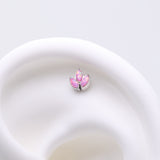 Detail View 1 of Implant Grade Titanium OneFit Threadless Triple Marquise Fire Opal Leaflet Top Part-Pink Opal