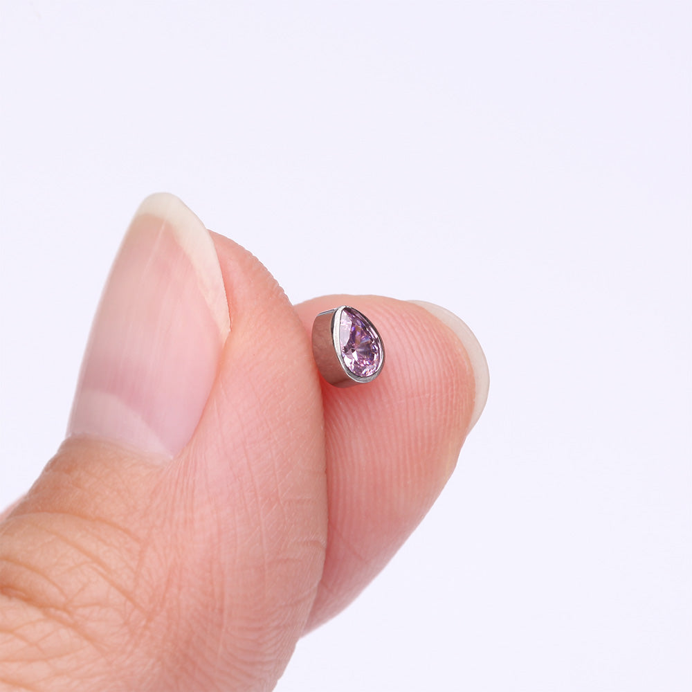 Detail View 2 of Implant Grade Titanium OneFit Threadless Teardrop Sparkle Top Part-Pink