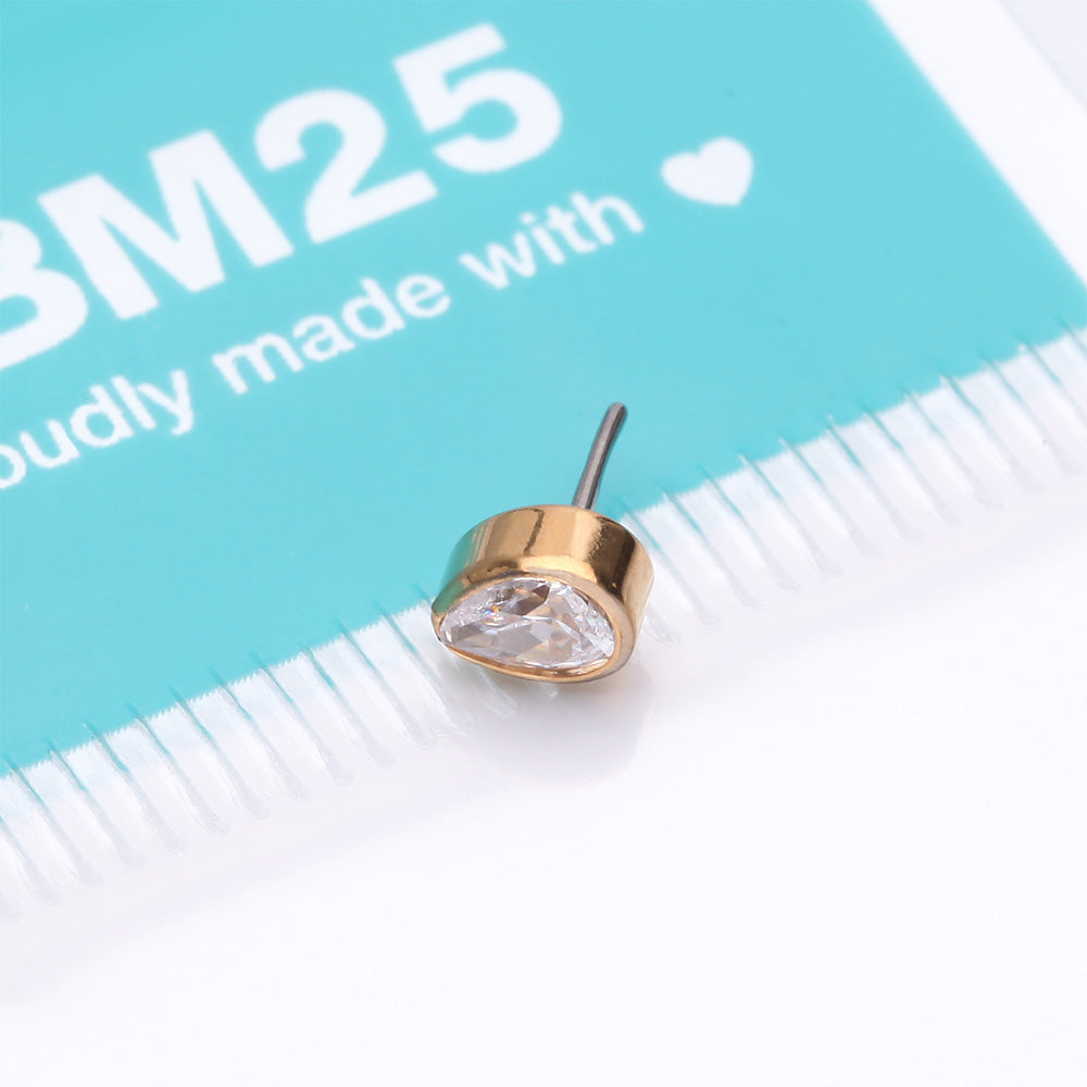 Detail View 3 of Implant Grade Titanium OneFit Threadless Golden Teardrop Sparkle Top Part-Clear Gem