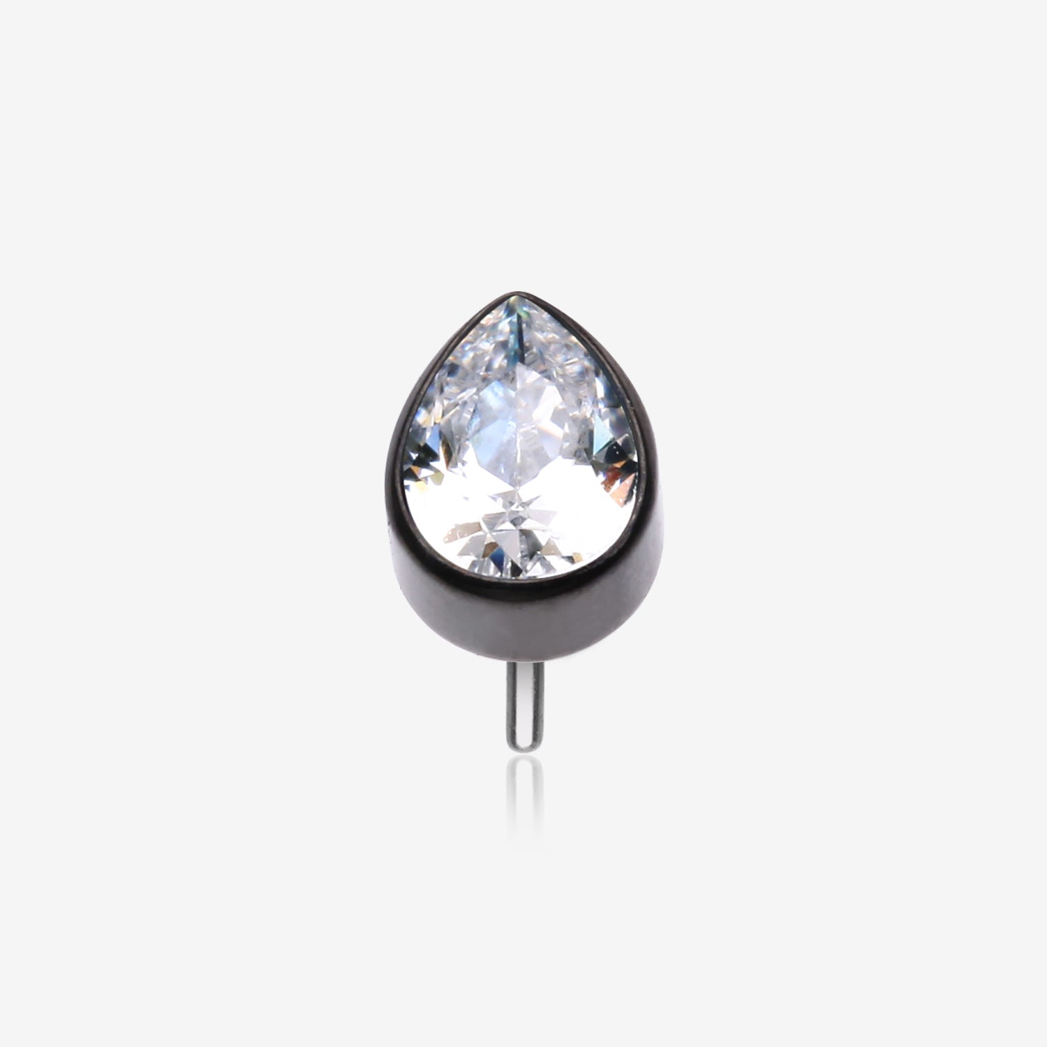 Implant Grade Titanium OneFit Threadless Blackline Teardrop Sparkle Top Part-Clear Gem