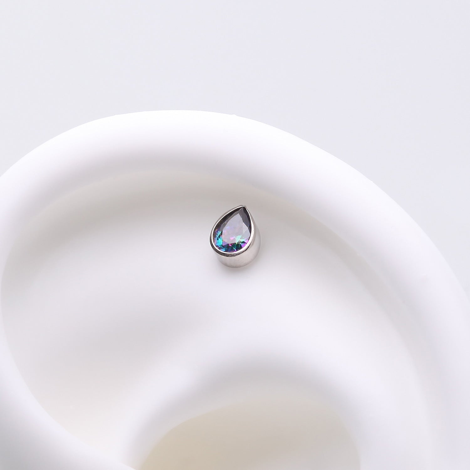 Detail View 1 of Implant Grade Titanium OneFit Threadless Teardrop Sparkle Top Part-Vitrail Medium