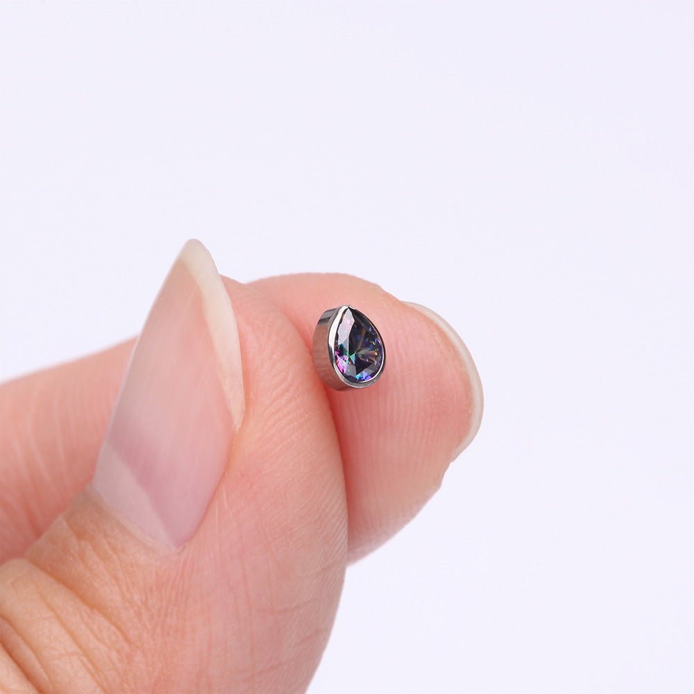 Detail View 2 of Implant Grade Titanium OneFit Threadless Teardrop Sparkle Top Part-Vitrail Medium