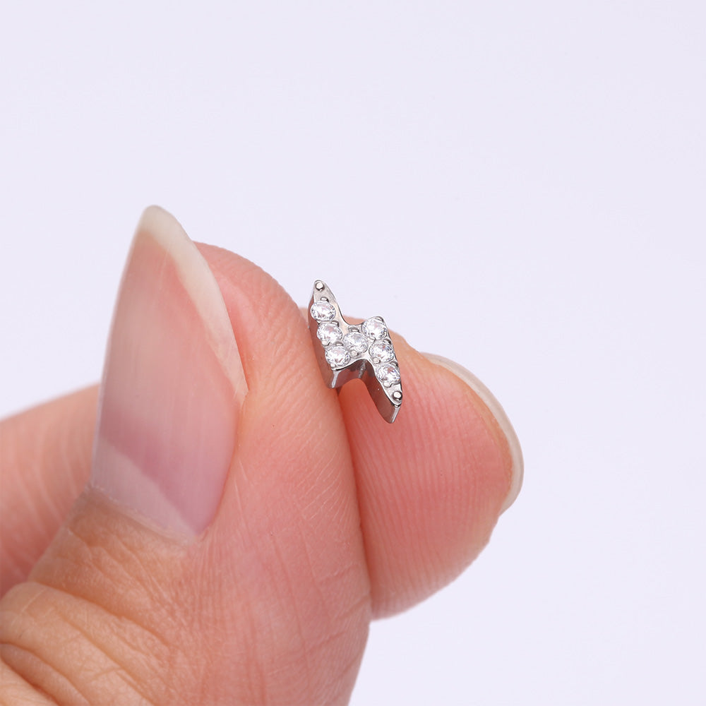 Detail View 2 of Implant Grade Titanium OneFit Threadless Lightning Bolt Sparkles Top Part-Clear Gem