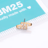 Detail View 3 of Implant Grade Titanium OneFit Threadless Golden Lightning Bolt Sparkles Top Part-Clear Gem