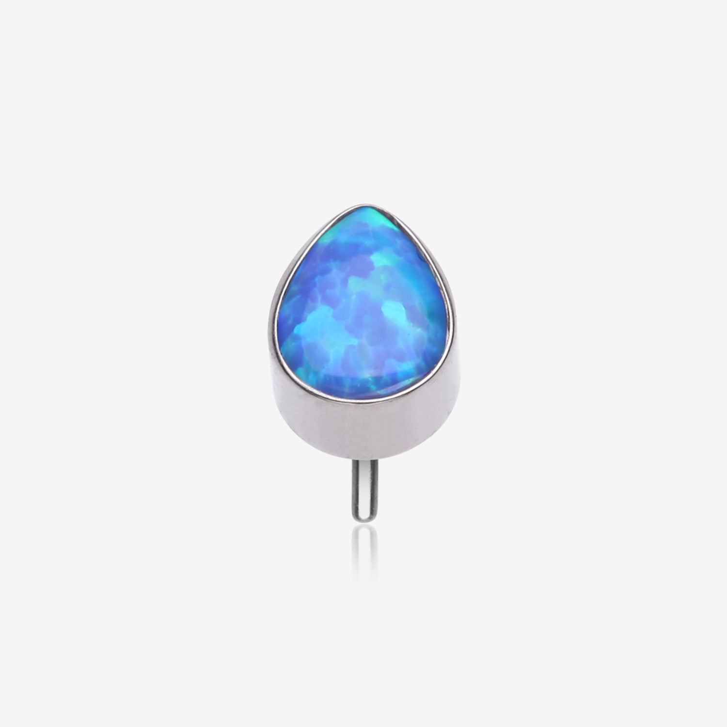 Implant Grade Titanium OneFit Threadless Fire Opal Teardrop Top Part-Blue Opal