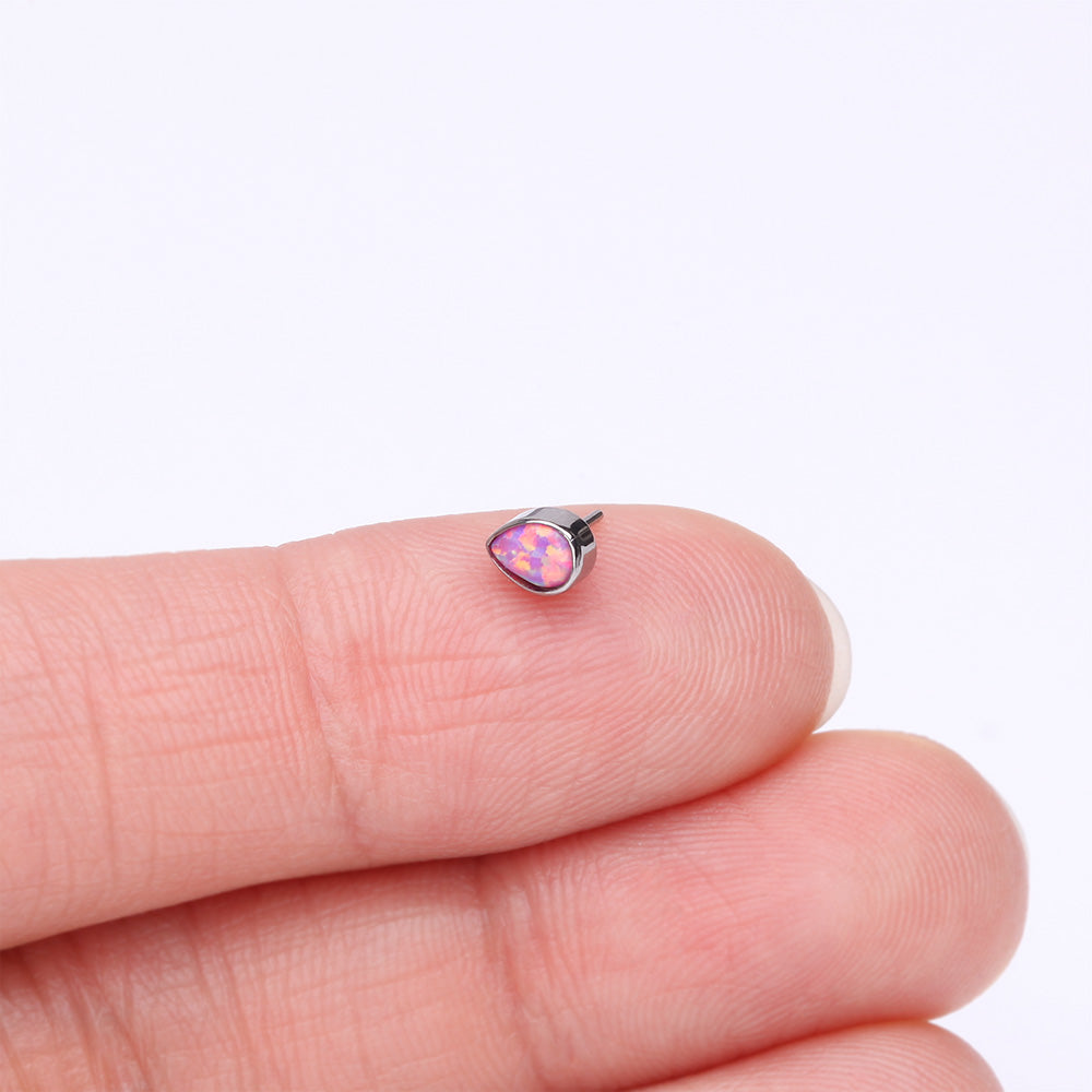 Detail View 2 of Implant Grade Titanium OneFit Threadless Fire Opal Teardrop Top Part-Pink Opal