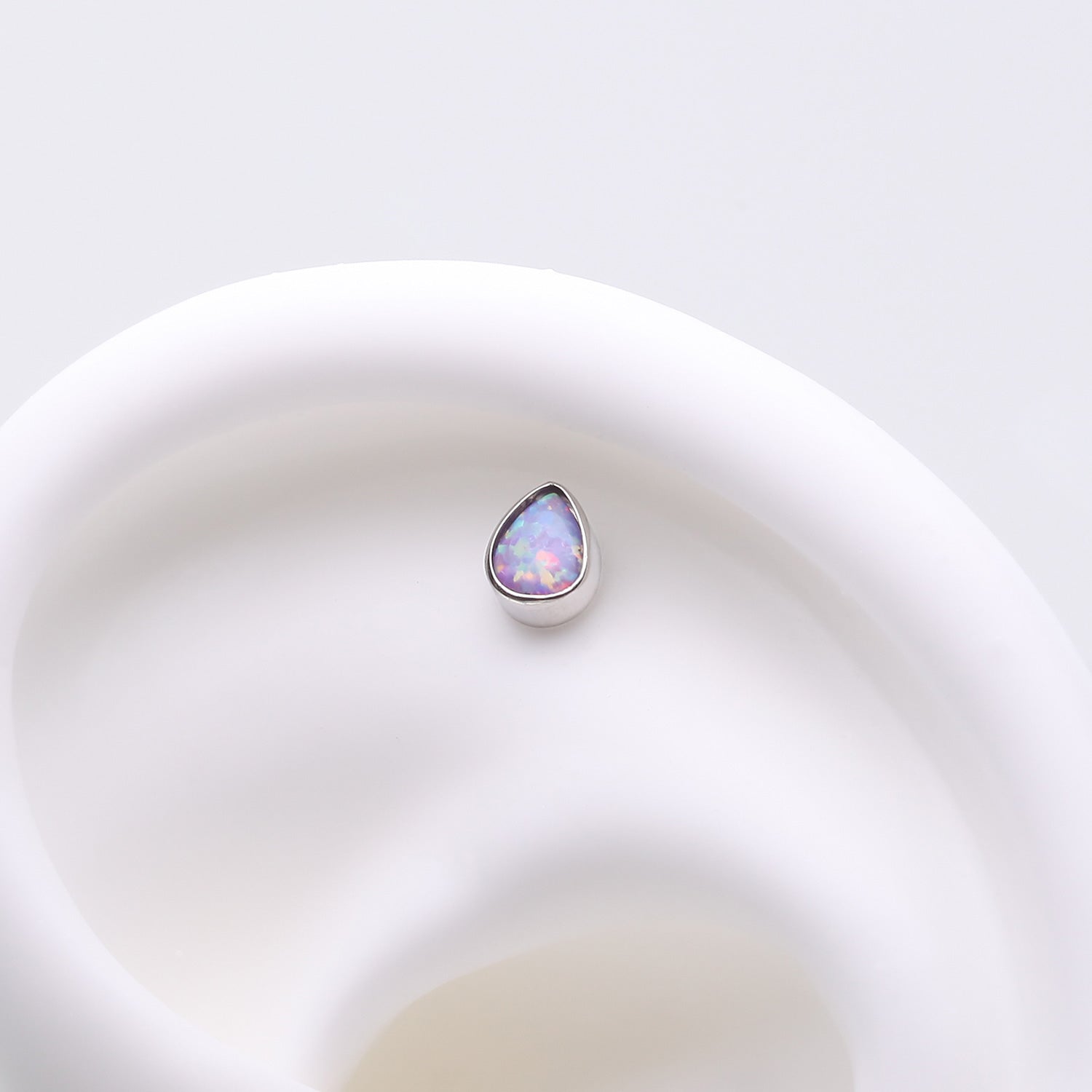 Detail View 1 of Implant Grade Titanium OneFit Threadless Fire Opal Teardrop Top Part-Purple Opal