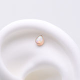 Detail View 1 of Implant Grade Titanium OneFit Threadless Rose Gold Fire Opal Teardrop Top Part-White Opal