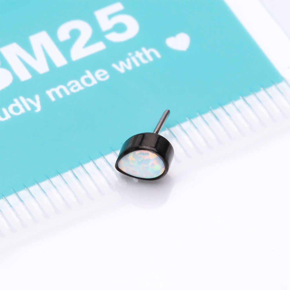 Detail View 3 of Implant Grade Titanium OneFit Threadless Blackline Fire Opal Teardrop Top Part-White Opal
